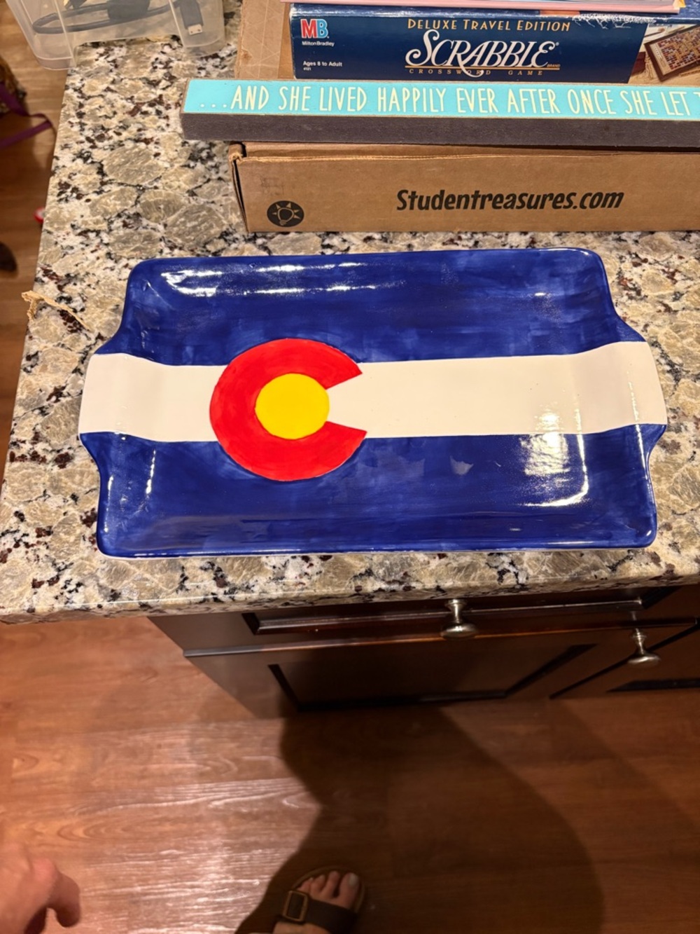 Colorado Flag Ceramic Serving Tray - Red Yellow Blue White